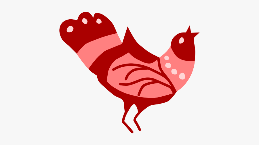 Red Folk Art Bird Vector Clip Art - Folk Bird Clipart, Transparent Clipart