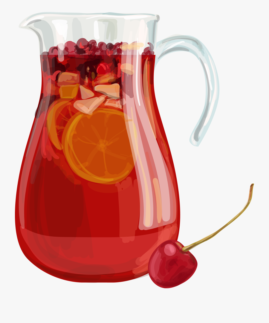 Pitcher Clipart Fruit Punch - Sangria Illustration, Transparent Clipart