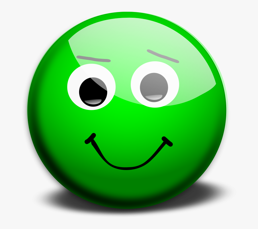 Transparent Confused Emoticon Png - Green Face Emoji Happy, Transparent Clipart