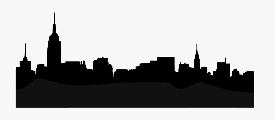 Manhattan Skyline Stencil Silhouette - Statue Of Liberty, Transparent Clipart