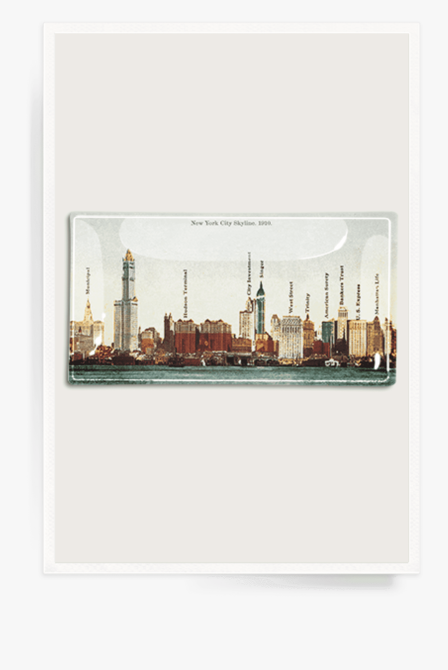 Vintage Nyc Skyline Decoupage Map Glass Tray - Skyline, Transparent Clipart