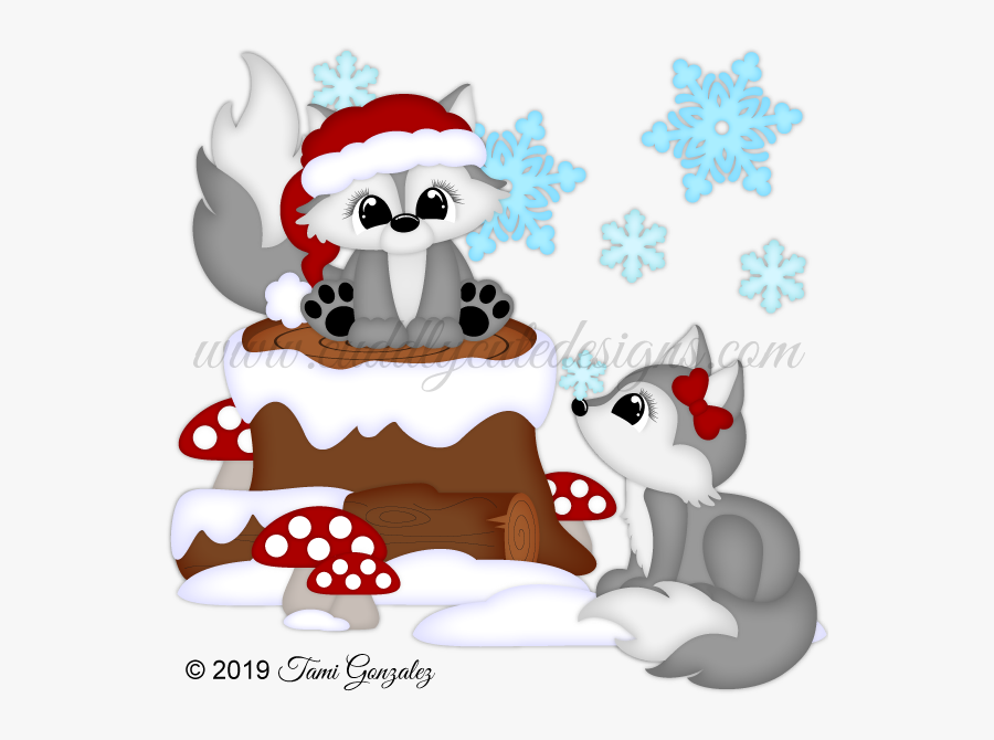 Winter Foxes - Cartoon, Transparent Clipart