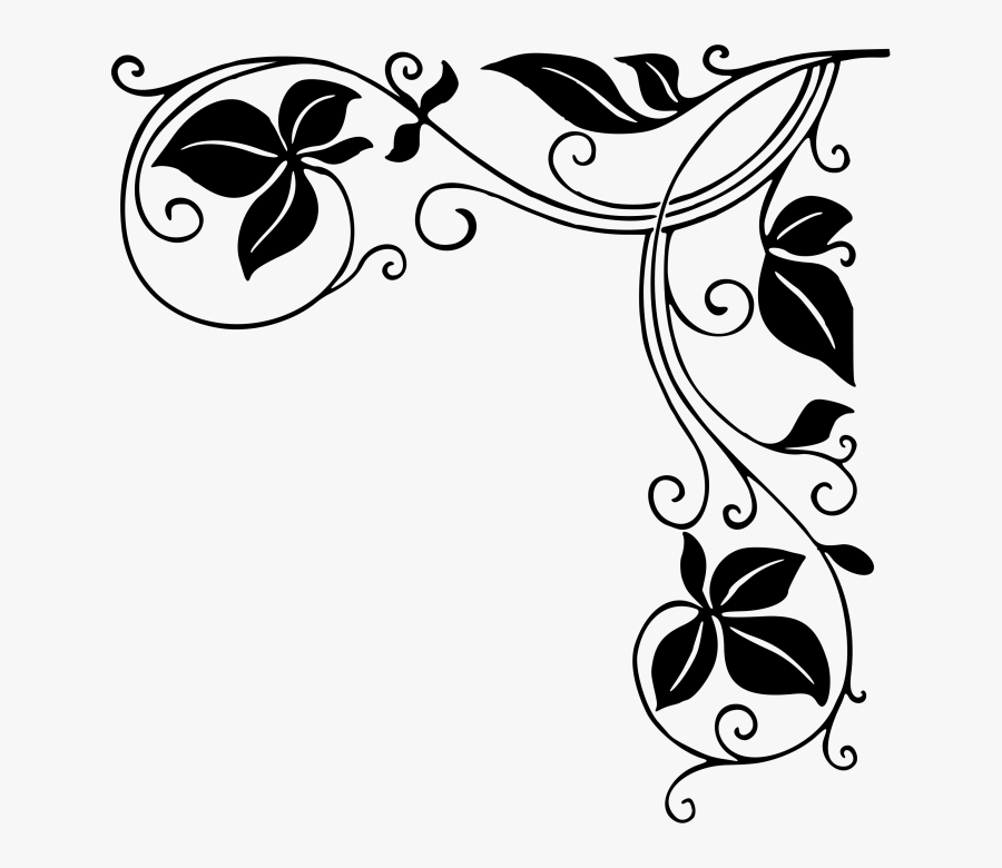 Corner Decoration Png - Border Design Black And White, Transparent Clipart