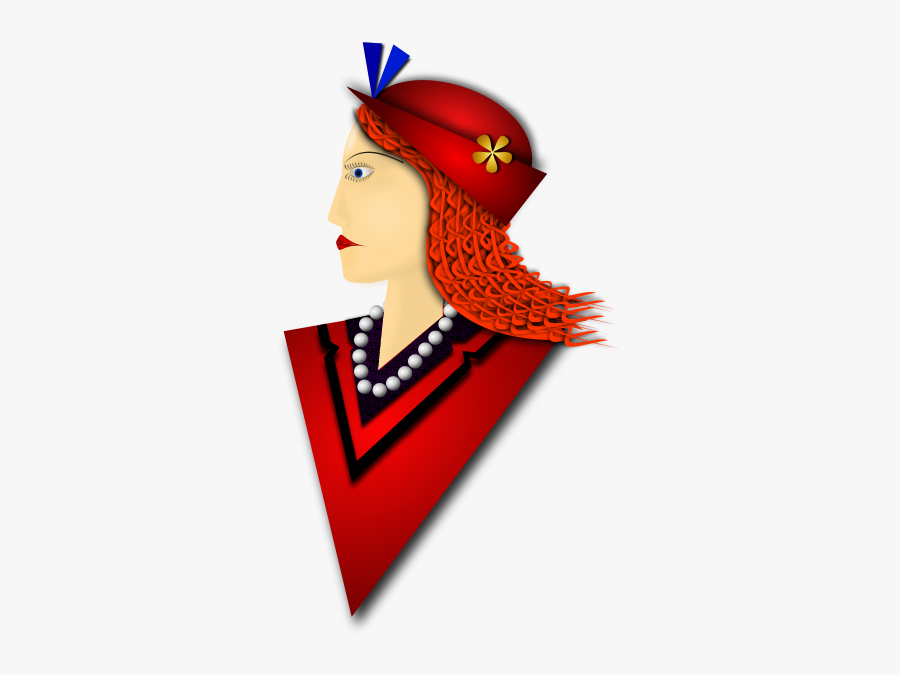 Vector Drawing Of Elegant Woman With Red Hat - Vector Graphics, Transparent Clipart