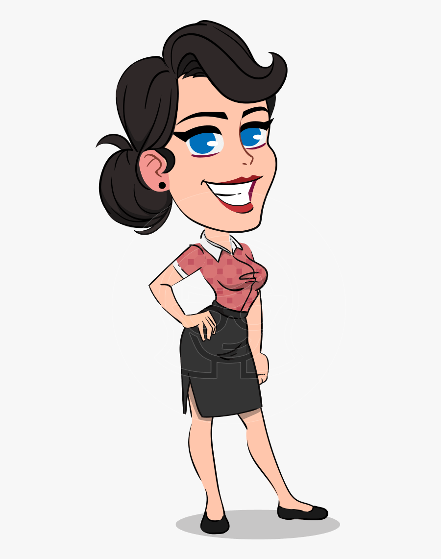 Simple Style Cartoon Of A Office Girl Vector Cartoon - Cartoon, Transparent Clipart
