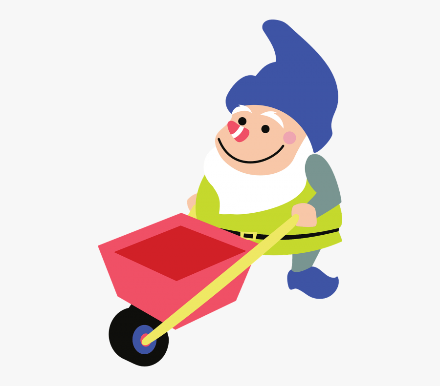 Gnome Gardening Wheelbarrow - Gnome Graphic, Transparent Clipart