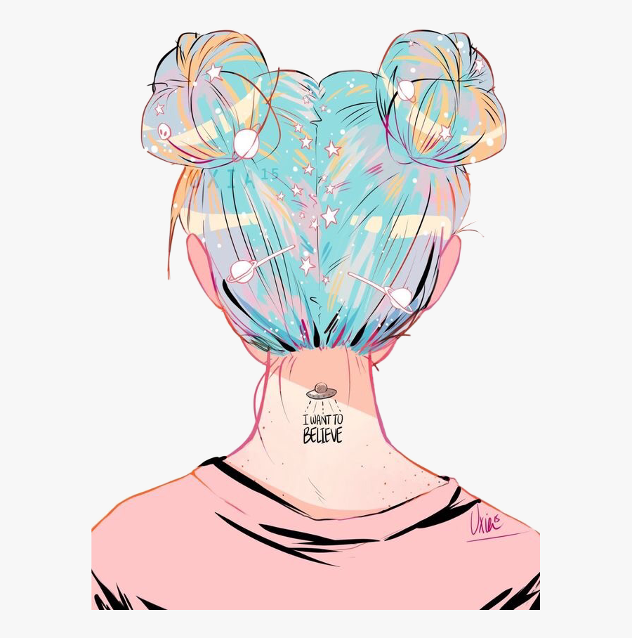 #buns #girl #tumblr #cute #freetoedit - Cute Tumblr Girl Drawing, Transparent Clipart