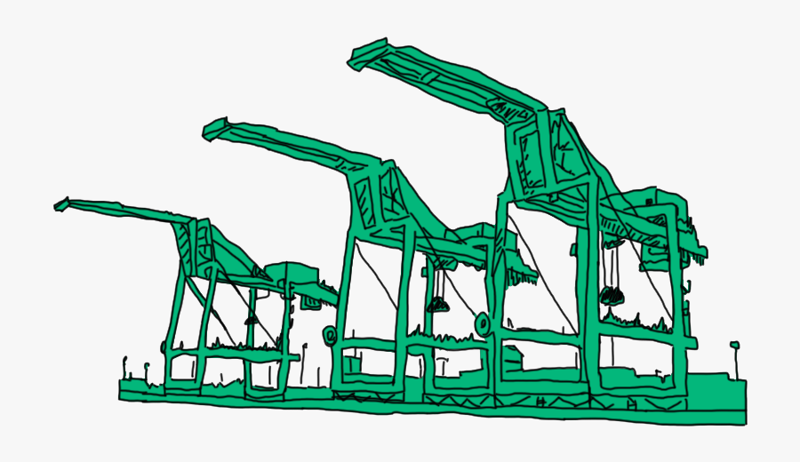 Oakland Port Cranes Drawing, Transparent Clipart