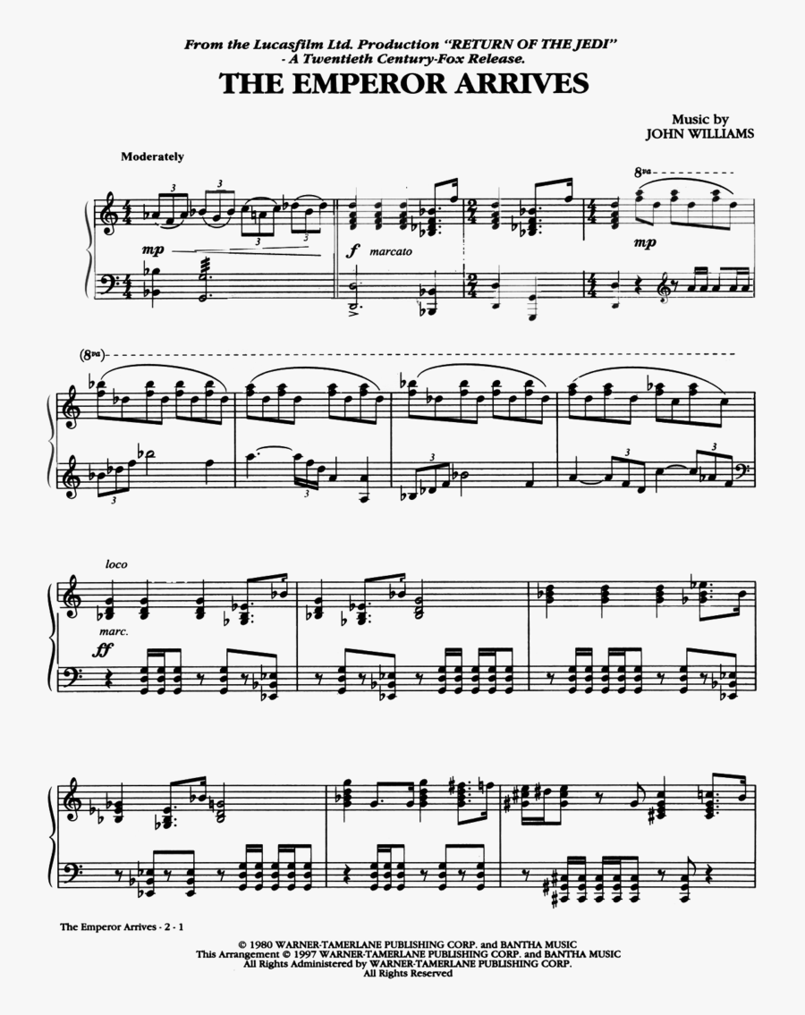 Sheet Music Png Transparent File - John Williams Emperor Arrives Sheet Music, Transparent Clipart