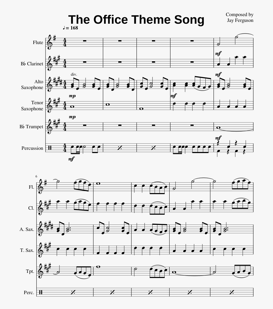 The Office Theme Sheet Music - Lord Of Sea And Sky Sheet Music, Transparent Clipart