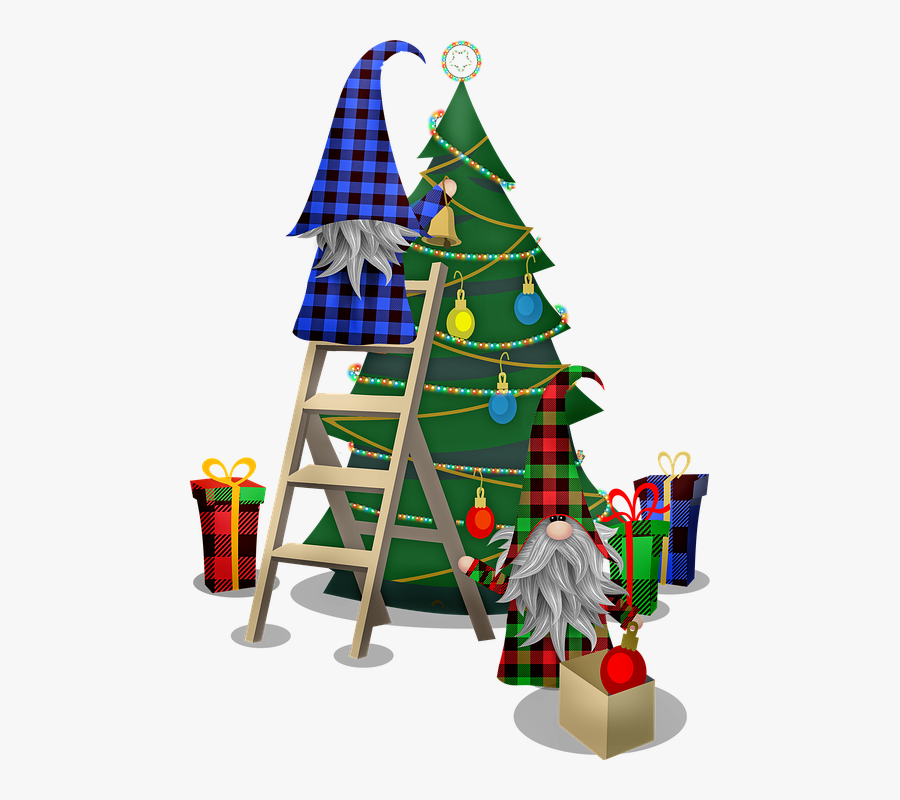Christmas Tree With Gnomes Clipart, Transparent Clipart
