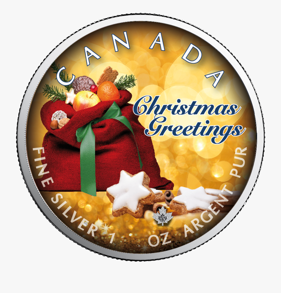 Christmas Greetings Maple Leaf 1 Oz Silver Coin Canada - Christmas Greetings From Canada, Transparent Clipart