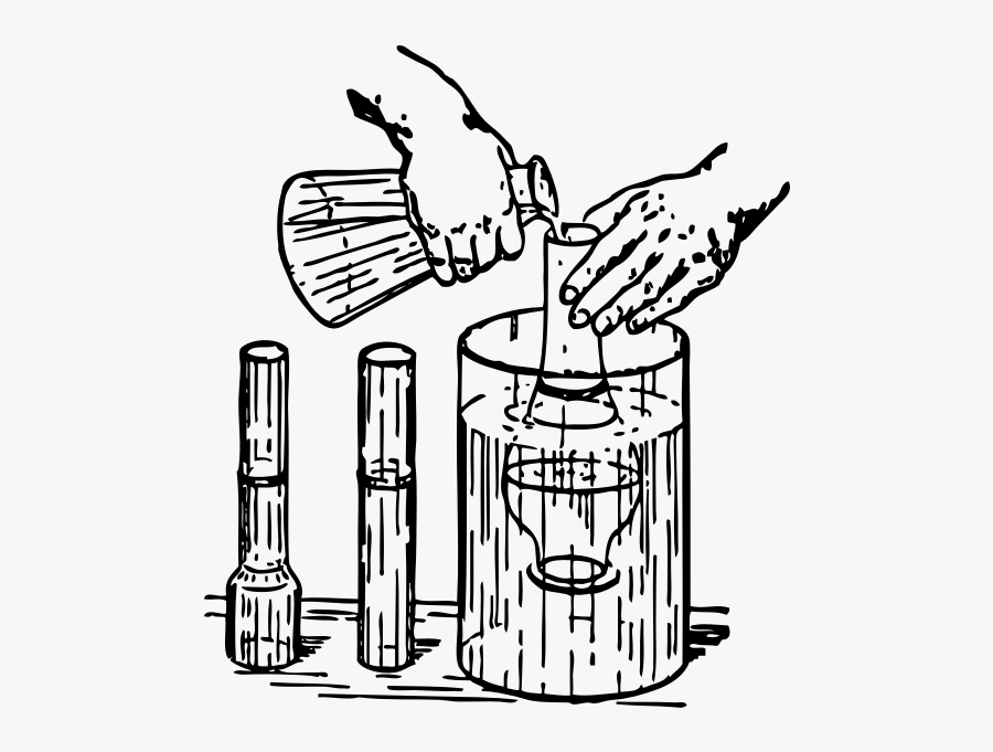 Vector Clip Art Of Displacement Experiment - Chemical Science Clipart Black And White, Transparent Clipart