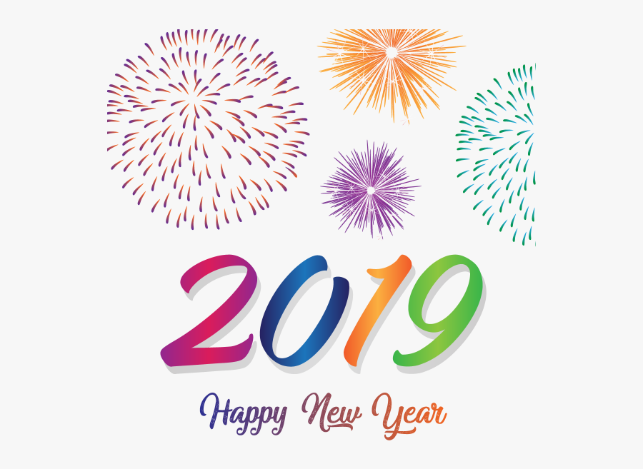 Transparent Fireworks Clipart Black And White - Happy New Year 2019 Images Png, Transparent Clipart