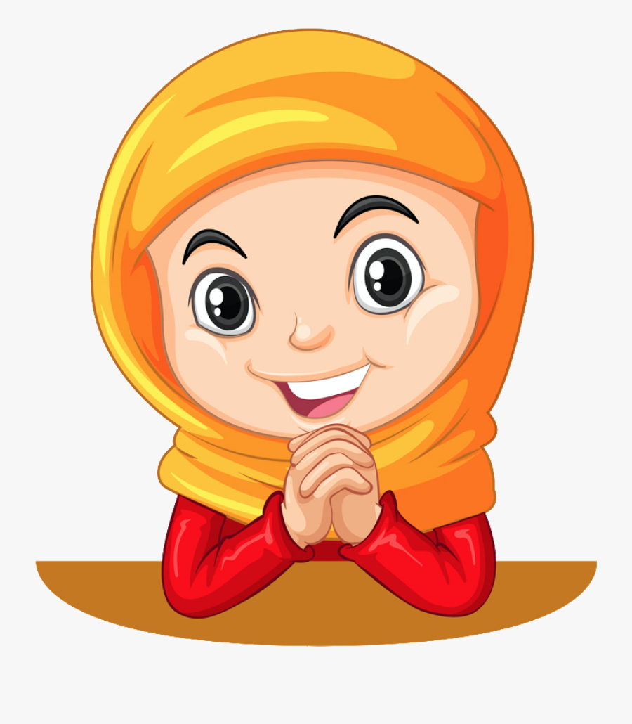 Transparent Muslim Girl Clipart - Cute Muslim Girl Vector, Transparent Clipart