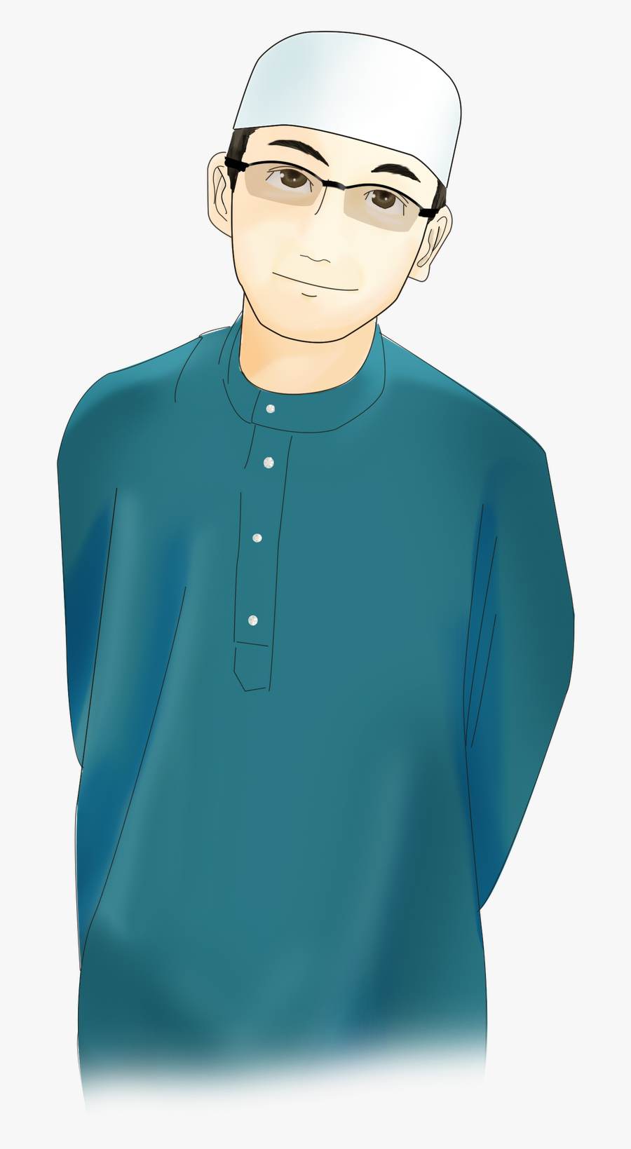 Transparent Person Thinking Clipart - Muslim Man Cartoon Png, Transparent Clipart
