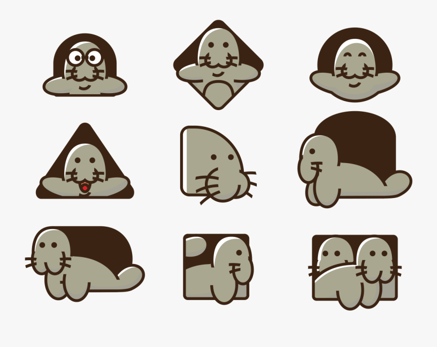 Manatee Vector Icons, Transparent Clipart