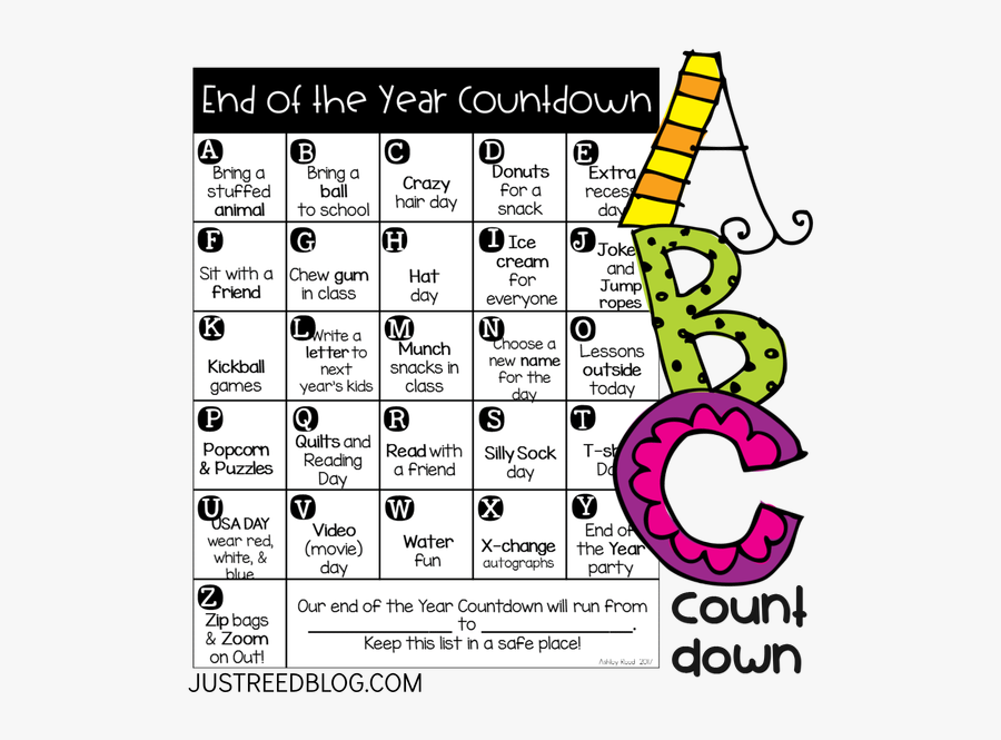 Kindergarten End Of Year Countdown Calendar, Transparent Clipart