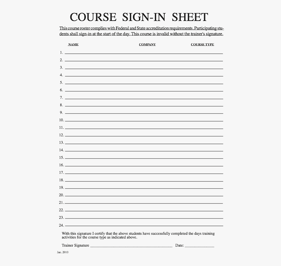 Student Sign In Sheets Trainer Sign In Sheet , Free Transparent