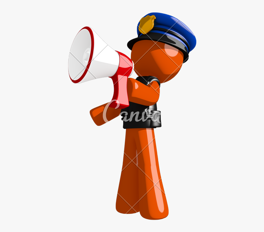 Orange Man Officer Shouting In Bullhorn Photos - Canva, Transparent Clipart