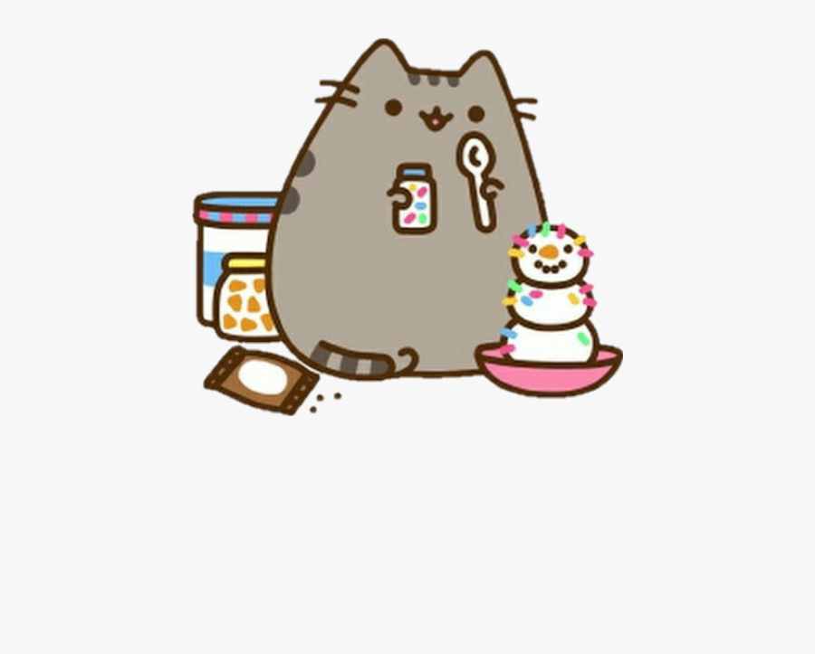 #pusheen #pusheeneating #icecream #icecreamman #sprinkles - Food Pusheen The Cat, Transparent Clipart
