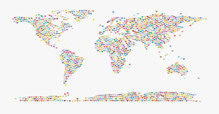 Sprinkles,globe,world - World Map Hearts Png, Transparent Clipart