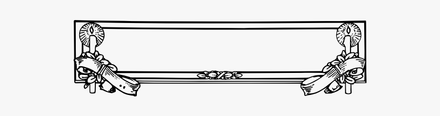 Vector Clip Art Of Candle Decorated Banner - Line Art, Transparent Clipart