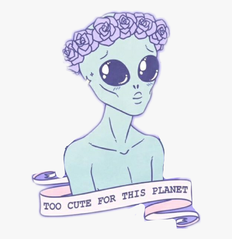 Aaaaaaaa I Love Aliens - Alien With A Flower Crown, Transparent Clipart