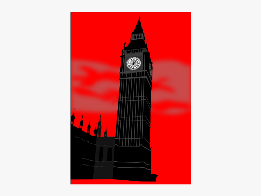 Big Ben Tower In London Vector Image - Big Ben Palace Of Westminster Tower Silhouette, Transparent Clipart