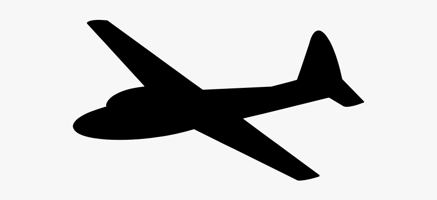 Black Glider - Silhouette Plane Outline, Transparent Clipart