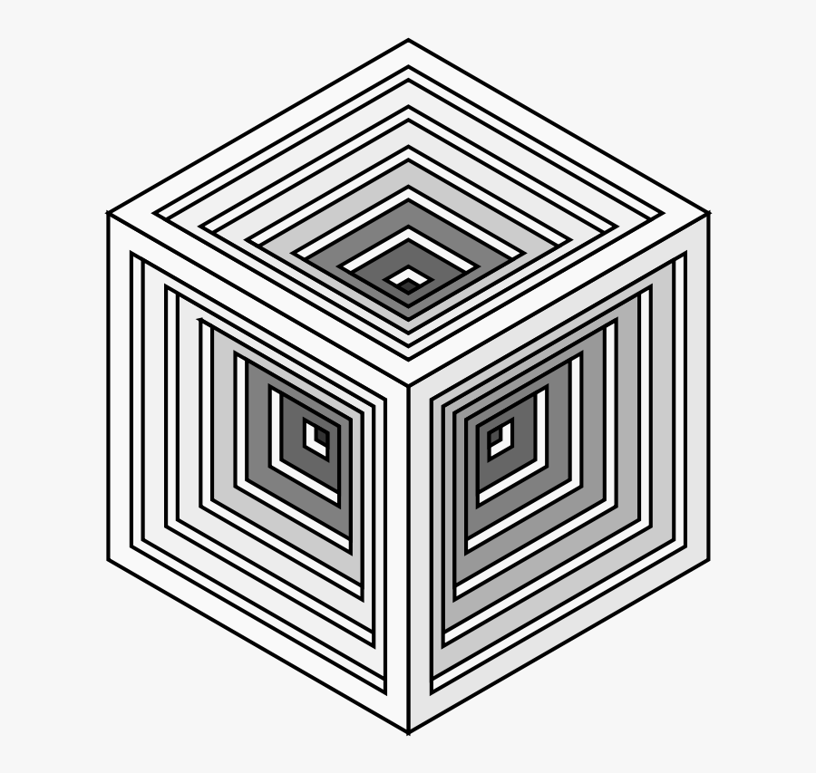 Engraved Cube - Optical Illusion Art In Cube, Transparent Clipart