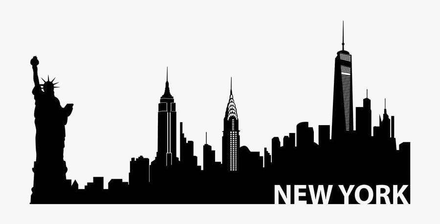 New York City New City Skyline Silhouette Mural - Silhouette New York Skyline Drawing, Transparent Clipart