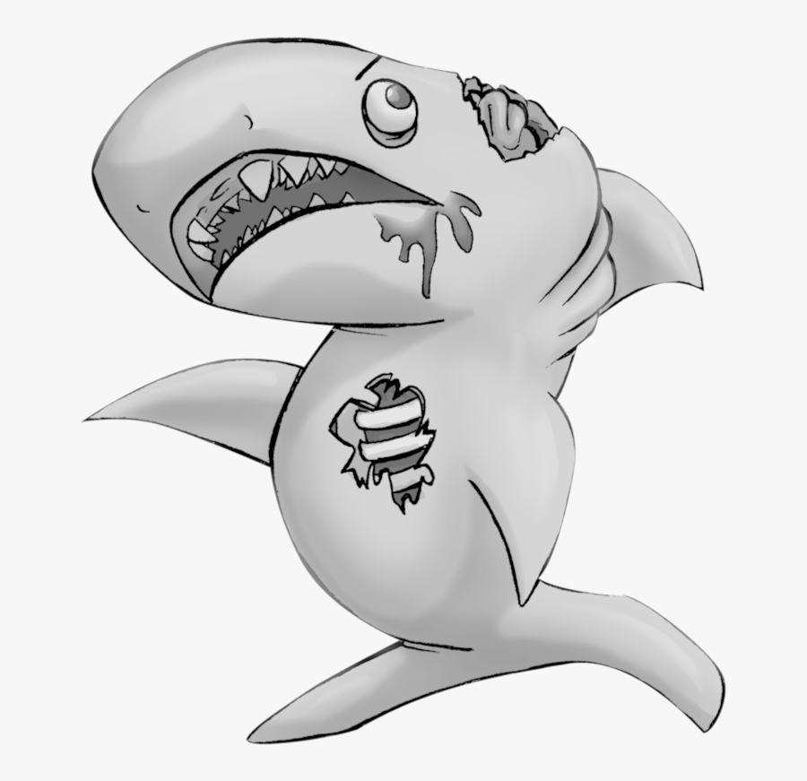 Transparent Sharks Clipart - Cartoon Zombie Shark, Transparent Clipart