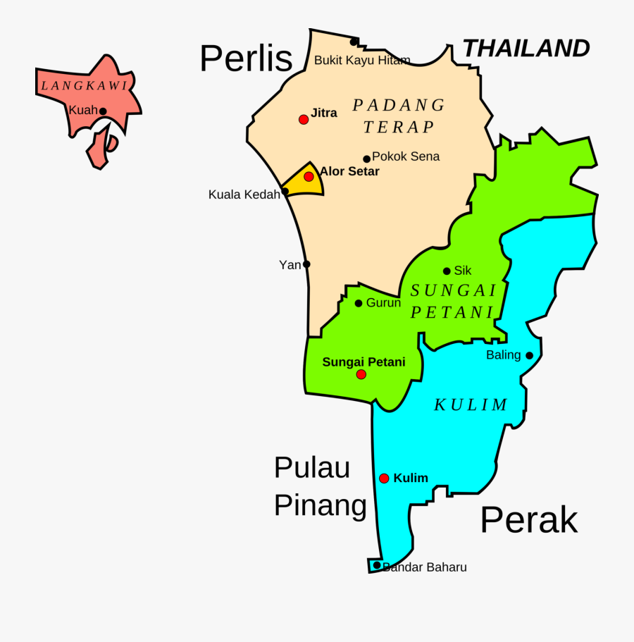 Kedah Md In Clipart Map - Kedah Map, Transparent Clipart