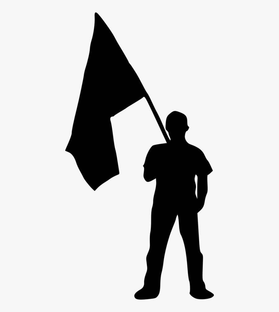 Person With Png Free - Man With Flag Silhouette, Transparent Clipart