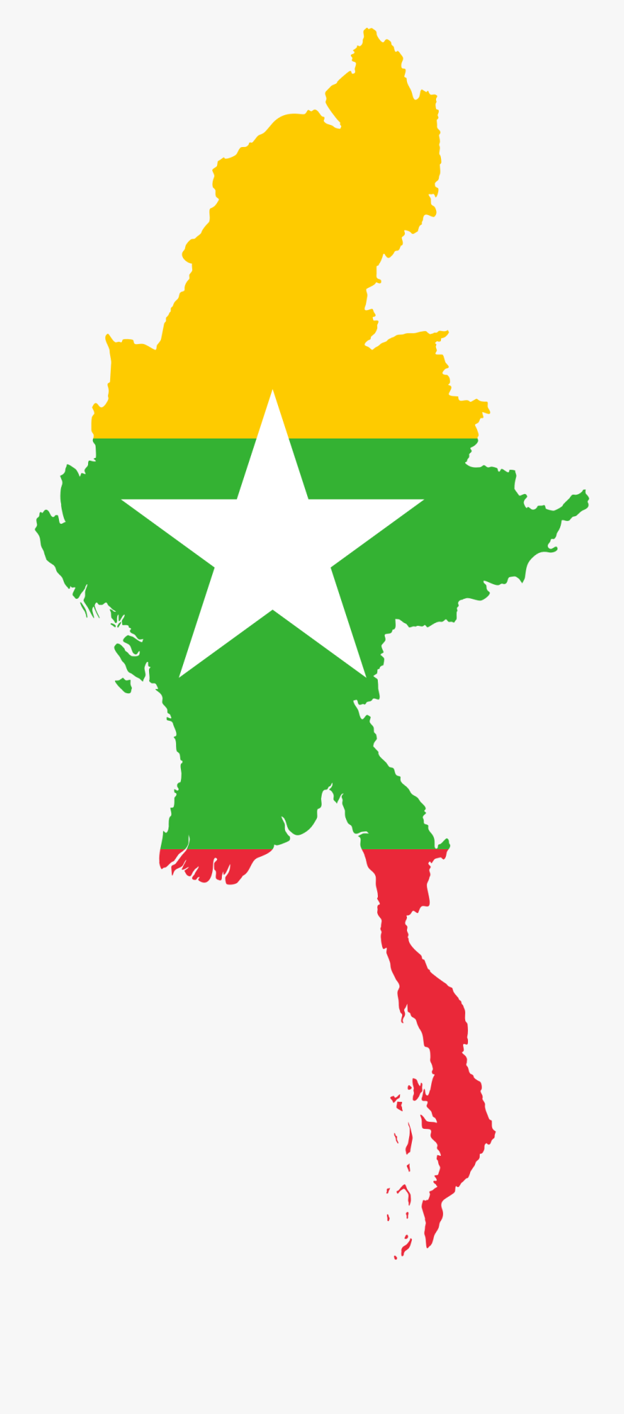 Clipart - Myanmar Map And Flag, Transparent Clipart