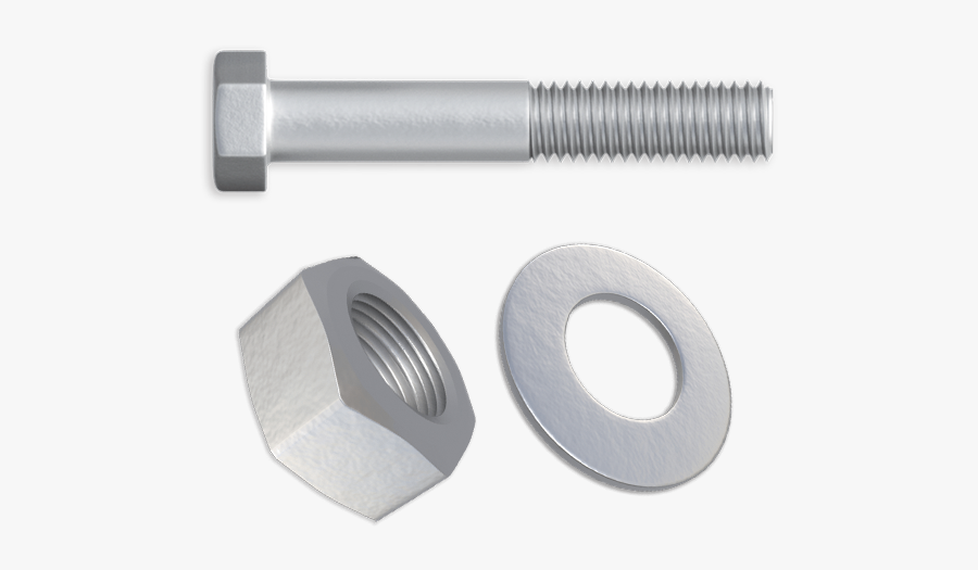 Galvanised Bolts, Nuts & Washers - Nuts And Bolt, Transparent Clipart