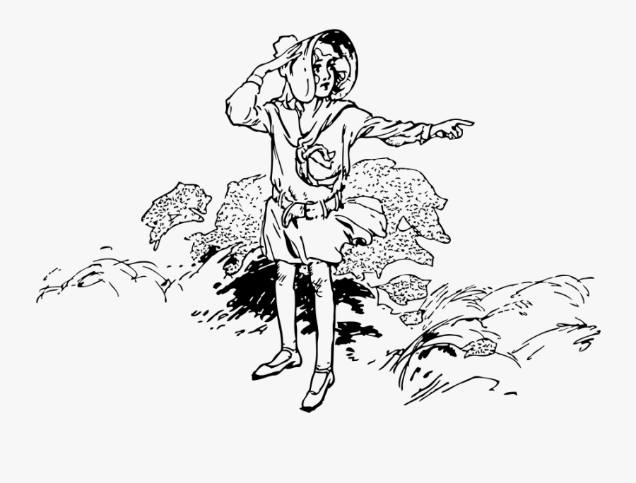 Girl Pointing Down Clipart Black And White, Transparent Clipart