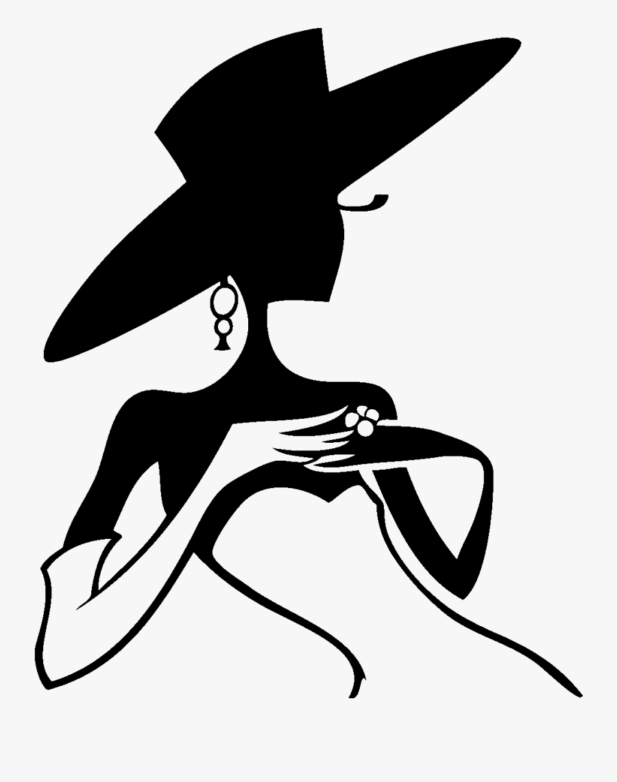 Woman Silhouette With Hat, Transparent Clipart