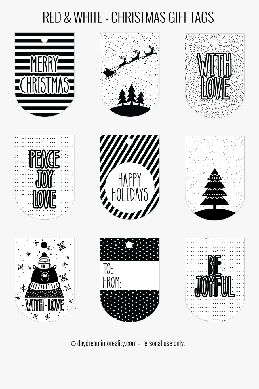 Christmas Gift Tag Black And White, Transparent Clipart