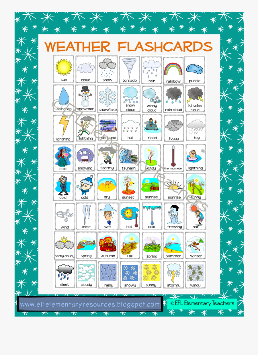 Esl Weather Flashcards, Transparent Clipart