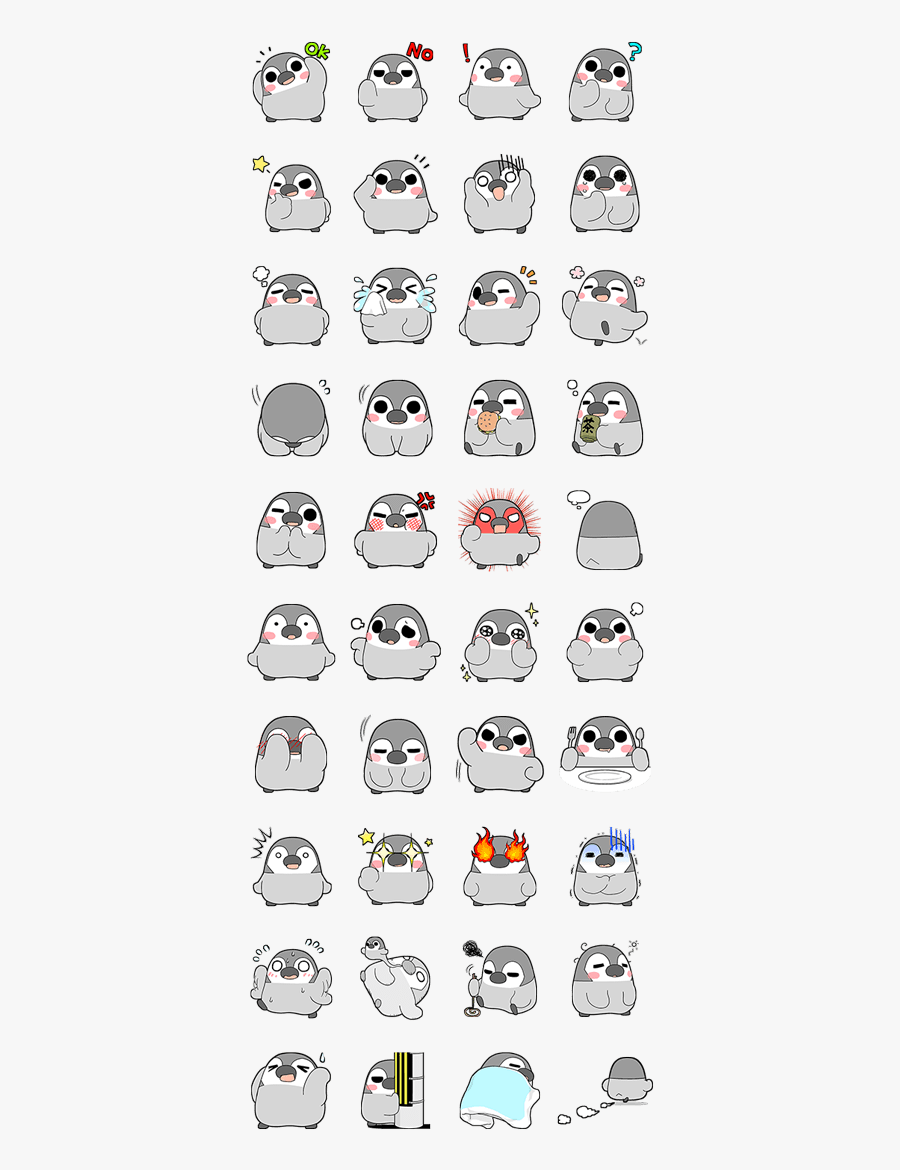 Penguin Line Sticker Free, Transparent Clipart