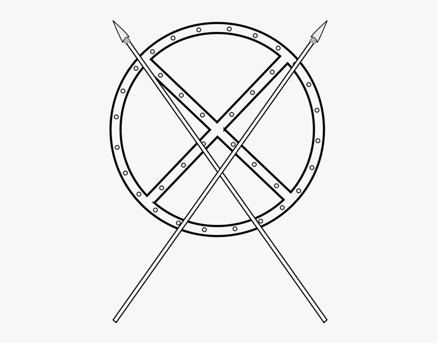 Line Art,angle,symmetry - Swords And Shields Clipart Black And White, Transparent Clipart