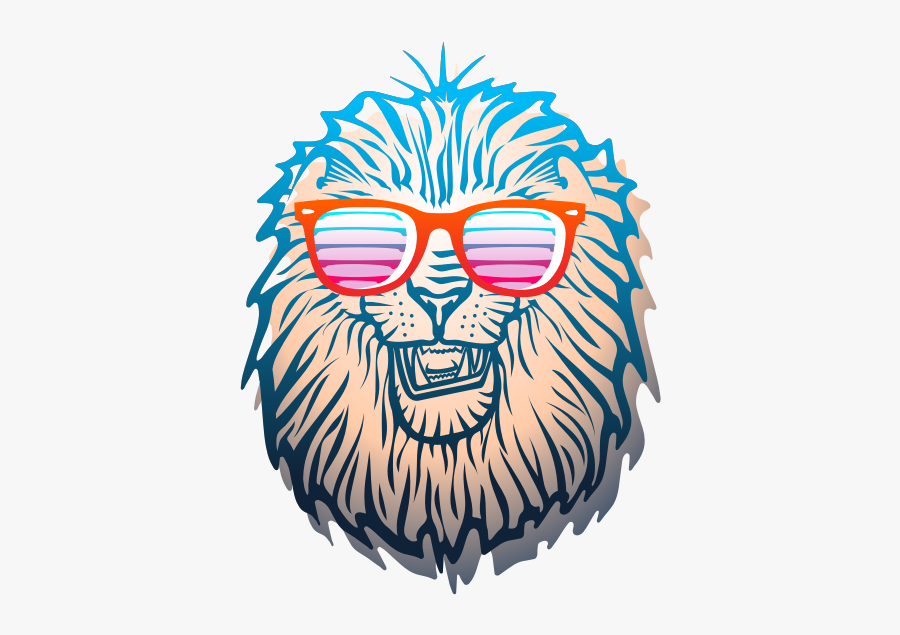 Lion Head - Lion Head With Shades, Transparent Clipart