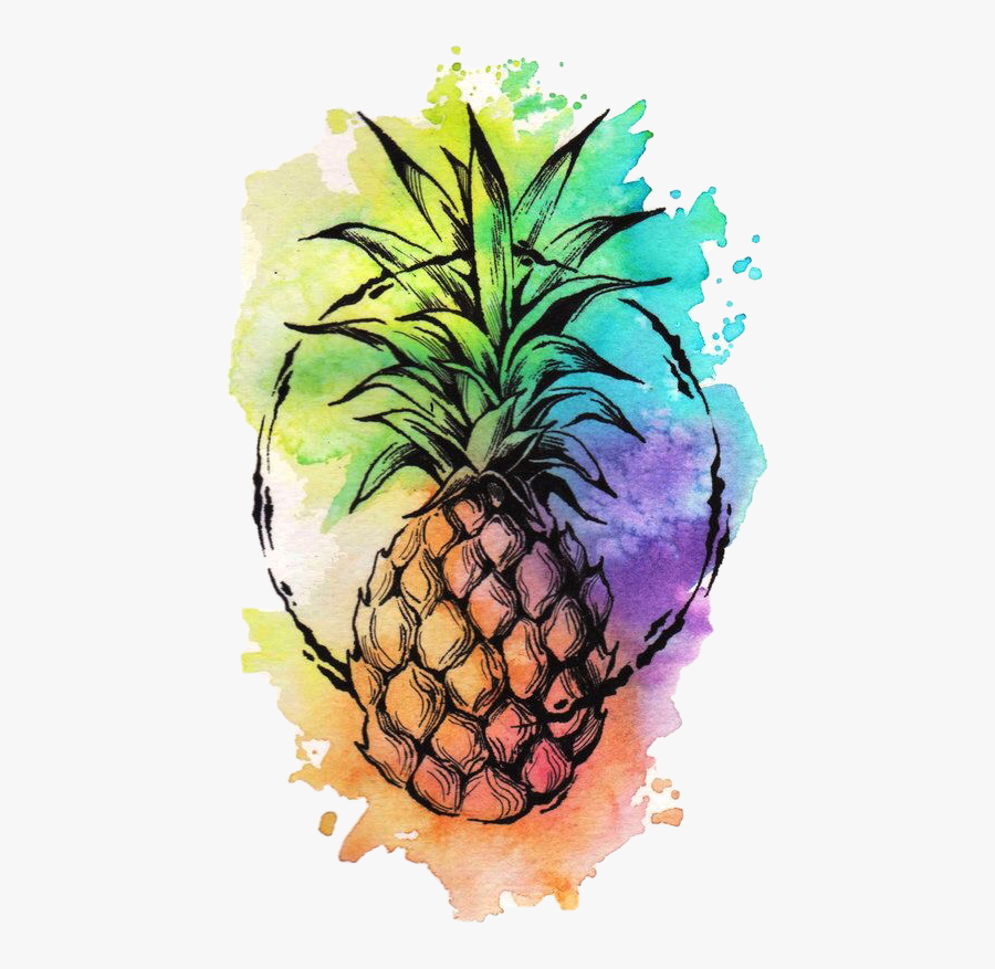 #freetoedit - Pineapple Watercolor Background, Transparent Clipart