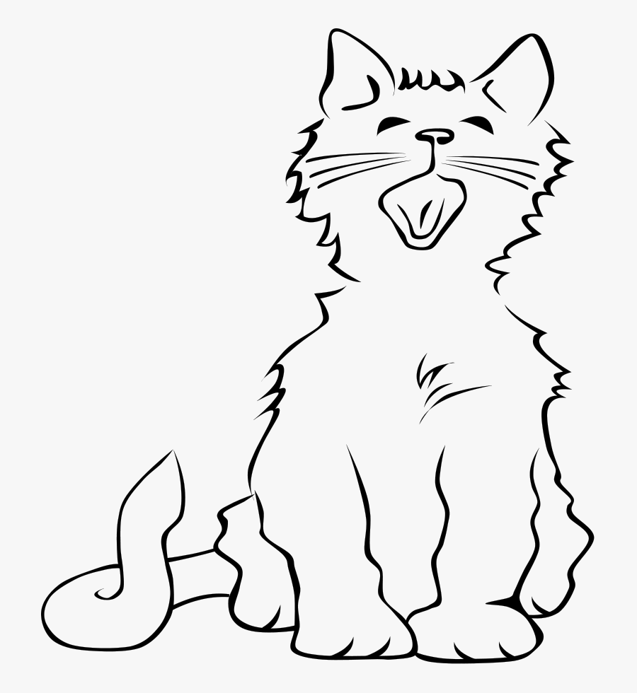Cat Line Art Clipart Image Black And White Cat Clipart - Black And White Clip Art Cat, Transparent Clipart