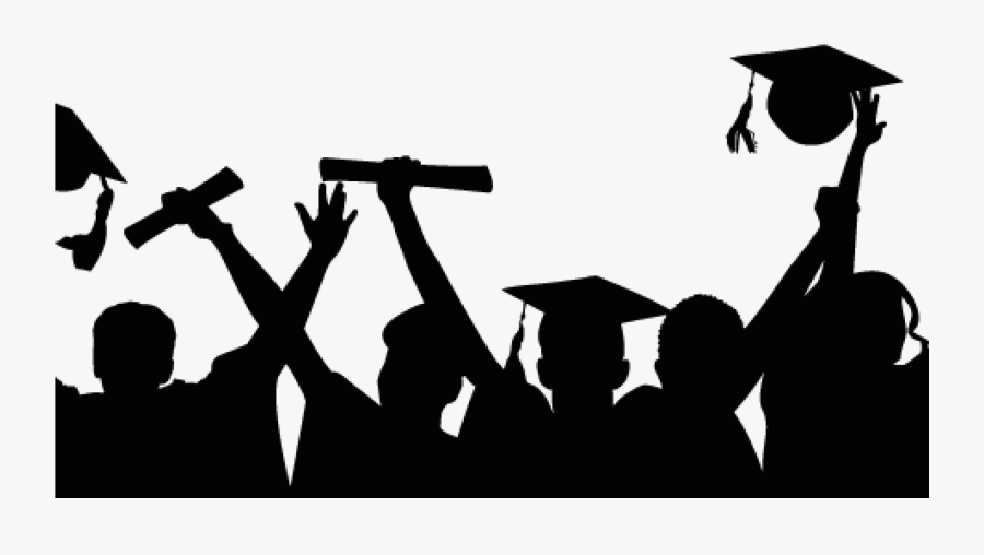 Cropped Graduation Celebration Silhouette - Transparent Graduates Silhouette Png, Transparent Clipart