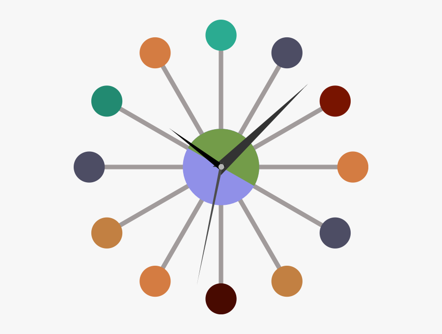 Retro Startburst Wall Clock Vector Clip Art - Wall Clock Png Vector, Transparent Clipart