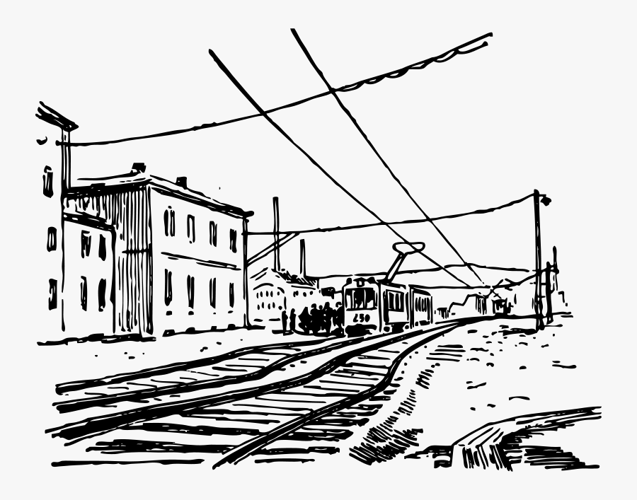 Electric Train Scene - Clip Art Of Train Track, Transparent Clipart