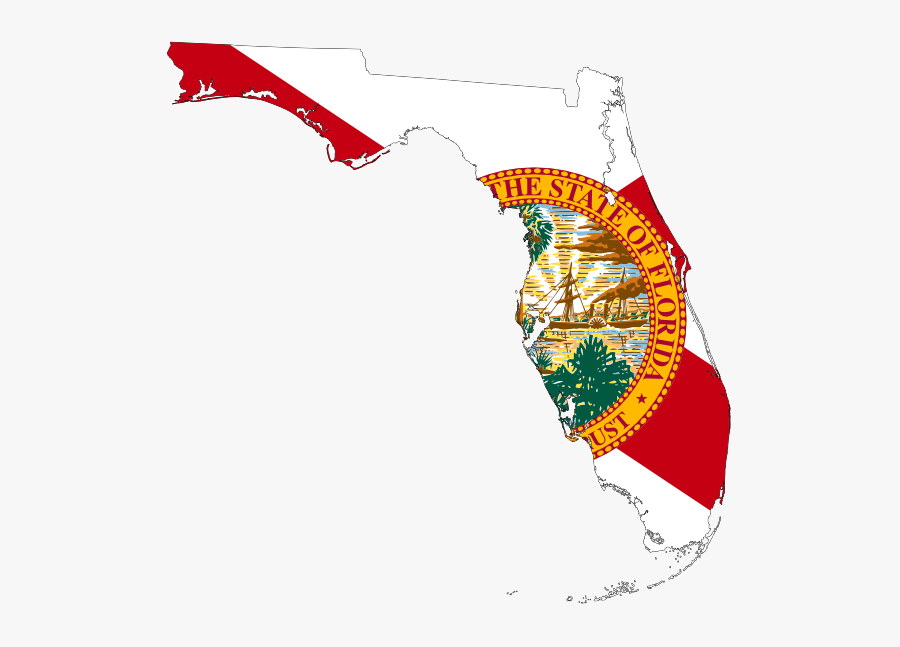 Florida Map With Flag, Transparent Clipart